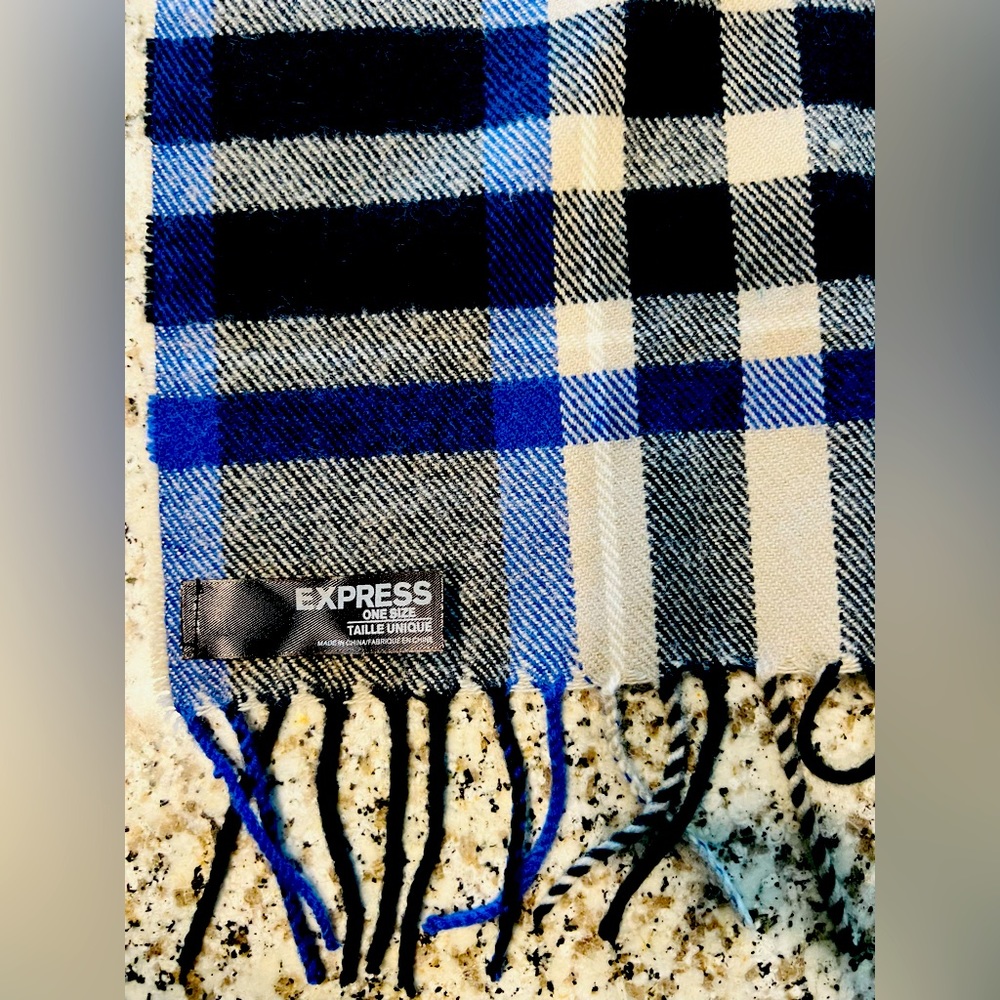 Express Blue Plaid Scarf - Unisex (New without tags) - Picture 2 of 4